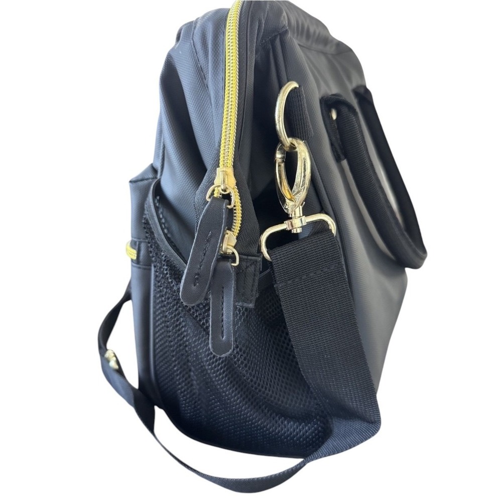 Kyreen Cooler Lunch Bag Unisex OS Black Nylon Crossbody Top Handle Gold Zip - Picture 5 of 13